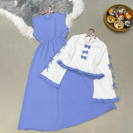 Classic Wine Maxi Dress with Bow Shrug