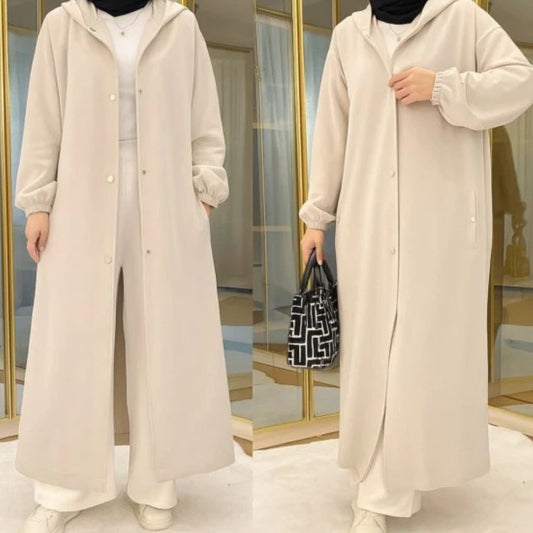 Long Button Hoodie Style 2-Pcs Winter Co-Ord Set. WWTS-18