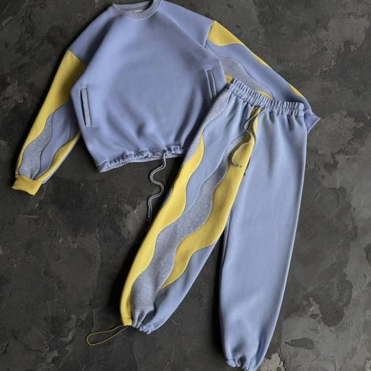 Yellow Panel Style Casual Winter CoOrd Set