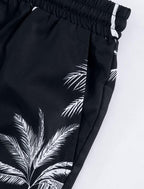 Men’s Coconut Trees Print Shirt Shorts Set Trendy Casual 2 Pcs Outfits