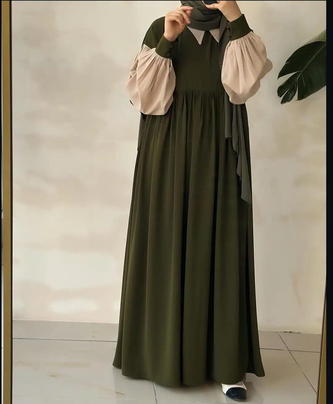 Frill Abaya Style Long Cuff Maxi