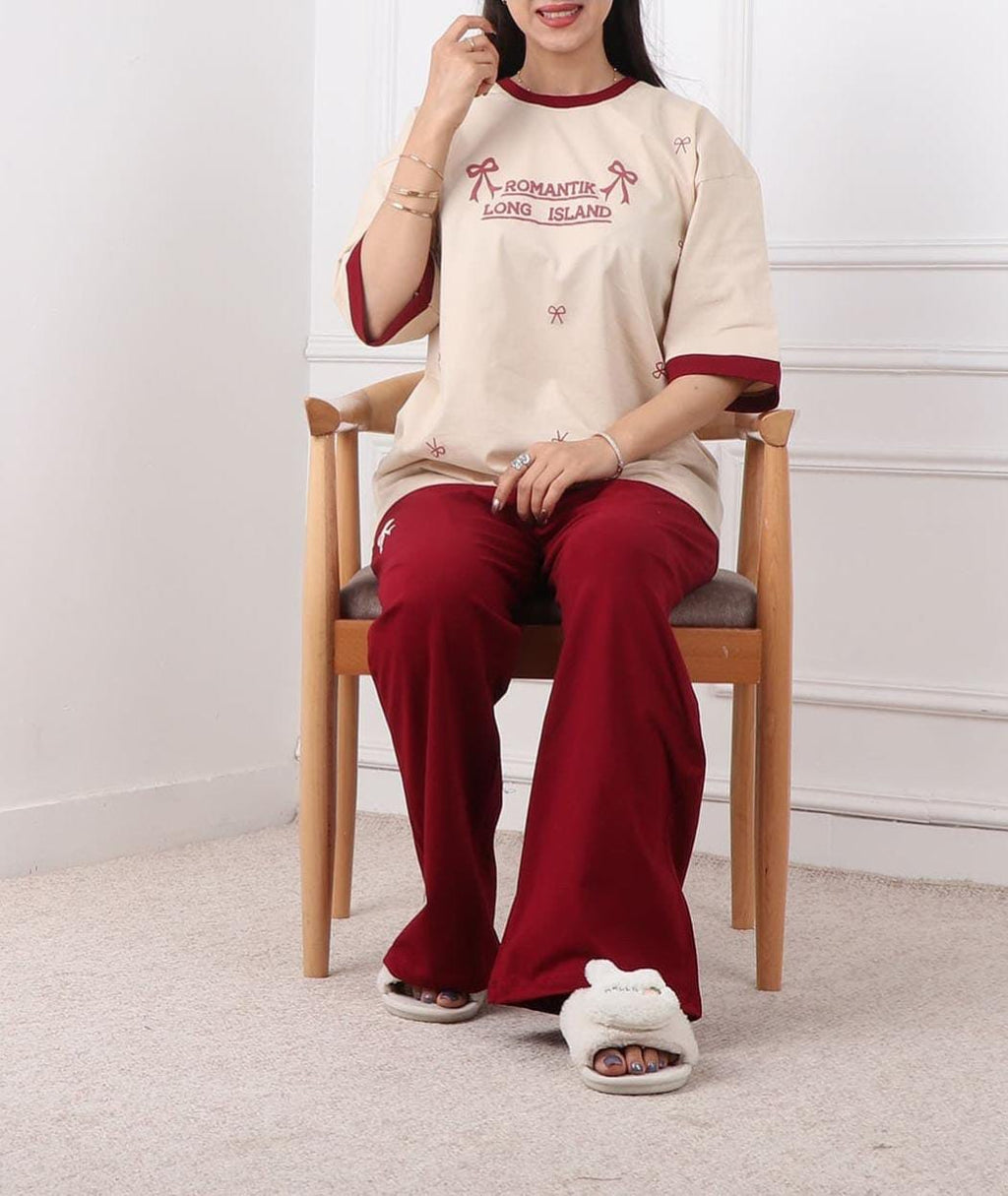 Island Bow Style Western 2-Pcs Summer Tracksuit For Her MWTS-29