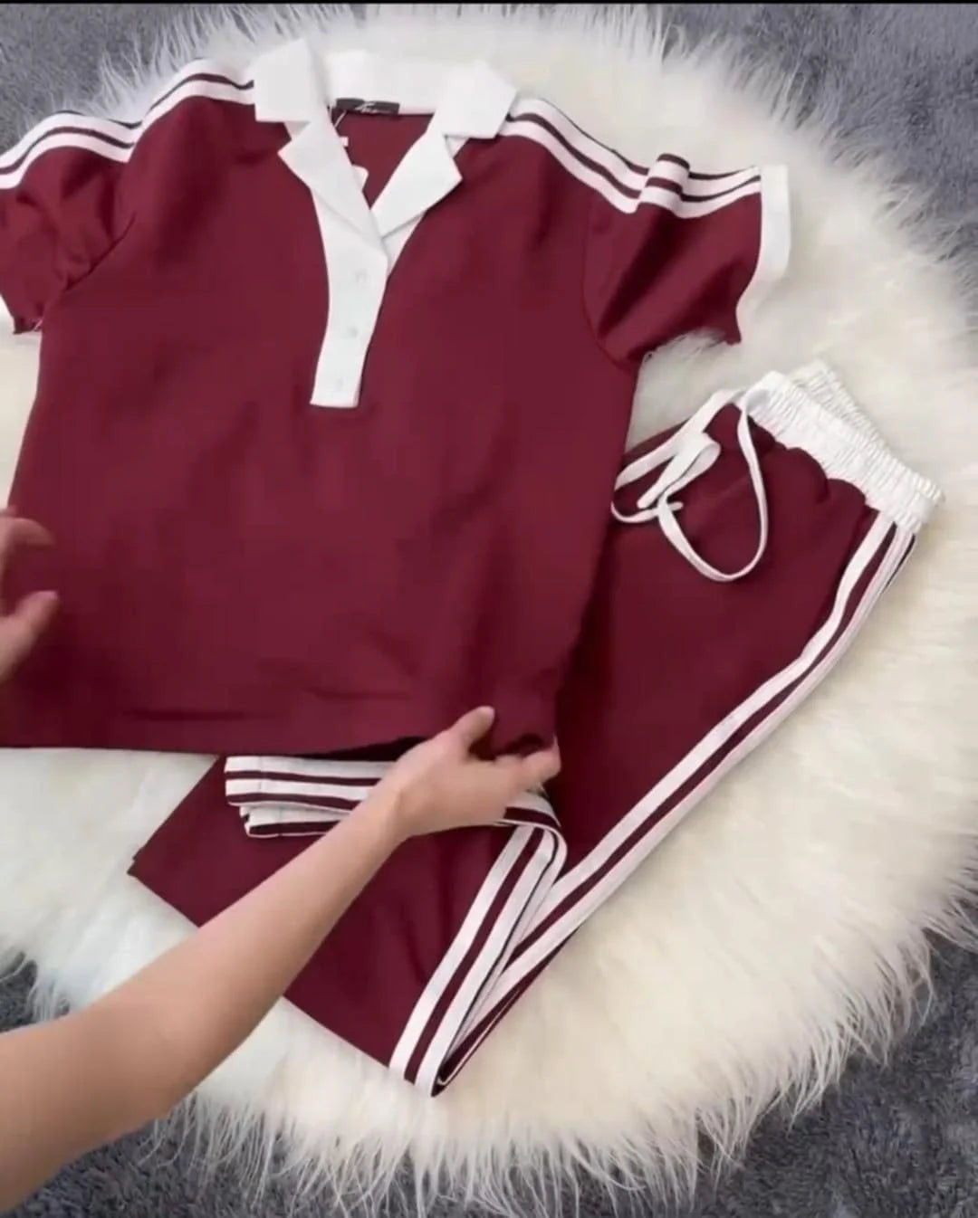 Contrast Collar Style Western 2-Pcs Summer Dry-Fit Tracksuit For Her. WSTS-01