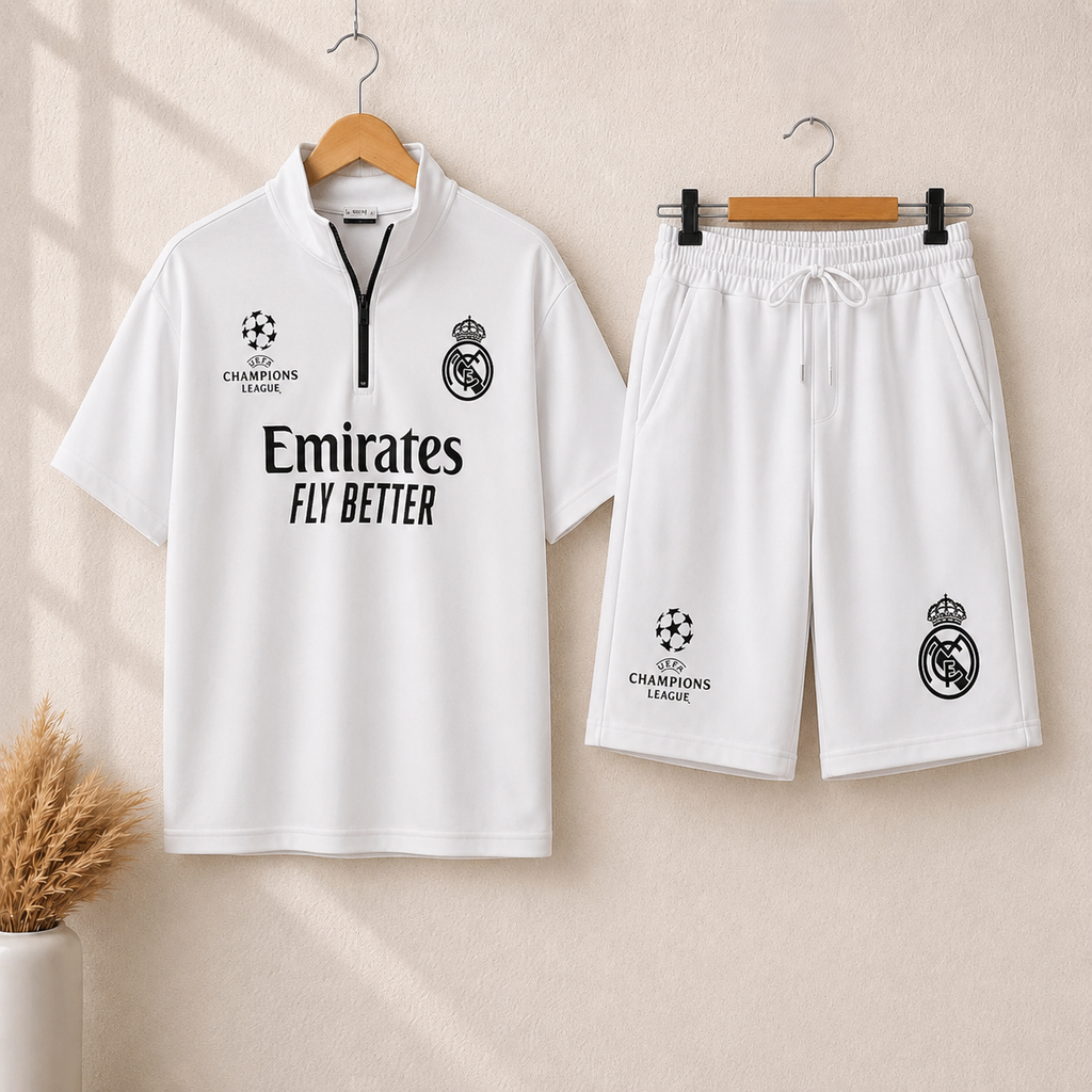 MENS FOOTBALL INSPIRED SET – SLIM FIT HALF ZIP & SHORTS MMSS-16