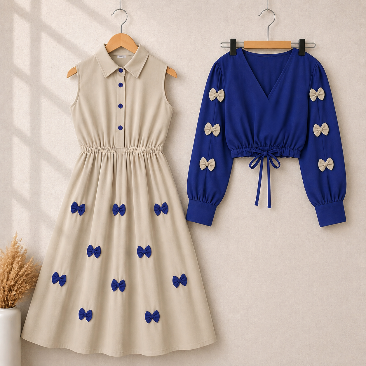 Classic Wine Bow Embellished Maxi 2-Piece
