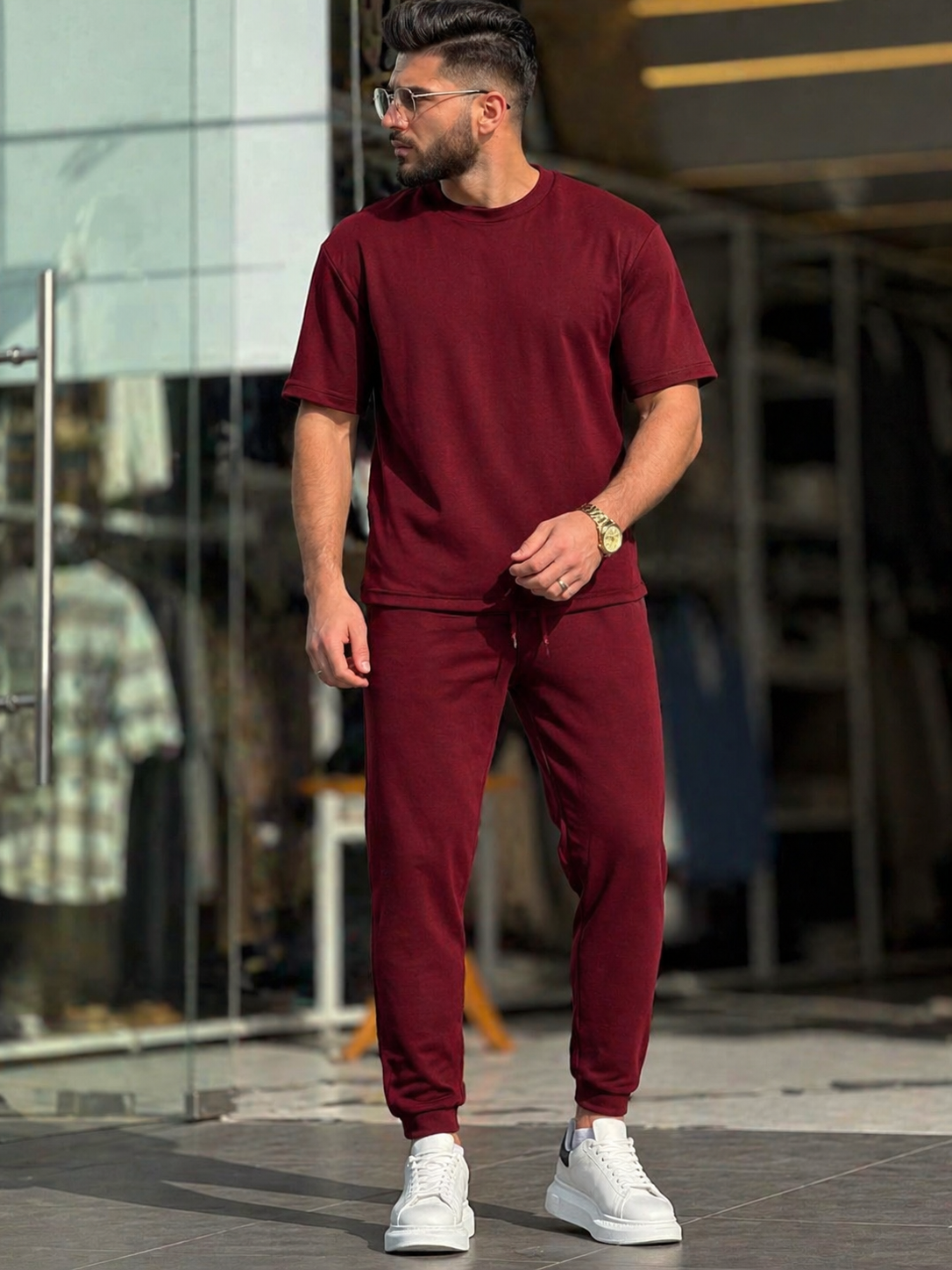 Round Neck Style Short Sleeve 2-Pcs Summer Tracksuit For Her CWTS-02