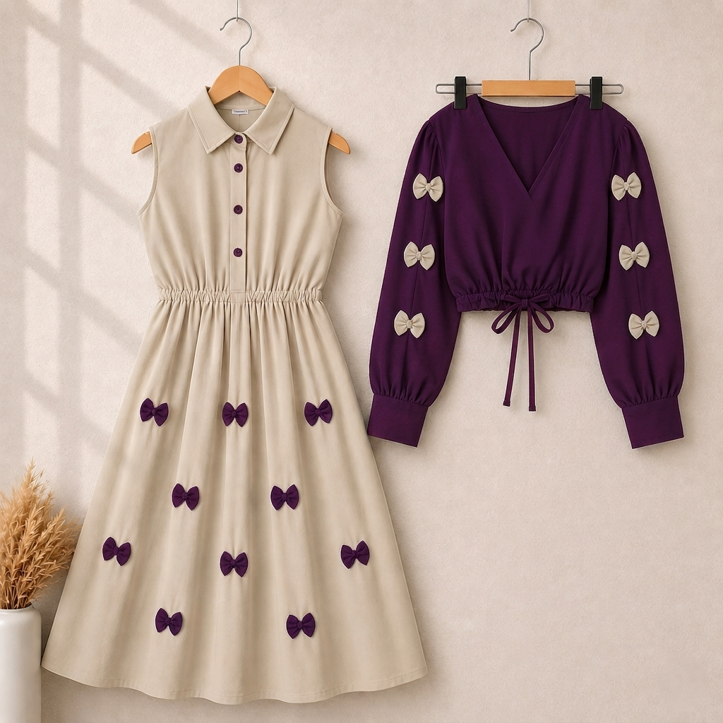 Classic Wine Bow Embellished Maxi 2-Piece