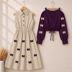 Classic Wine Bow Embellished Maxi 2-Piece