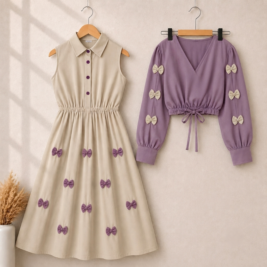 Classic Wine Bow Embellished Maxi 2-Piece
