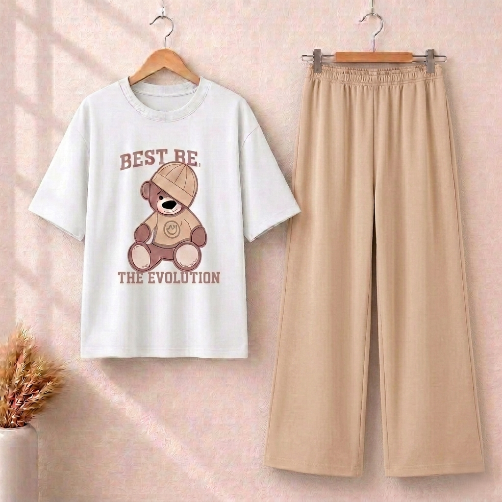 Teddy Bear Western Style 2-Pcs Summer Tracksuit For Her MWTS-31