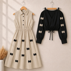 Classic Wine Bow Embellished Maxi 2-Piece