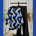 Geometric Premium Quality Winter 2-Pcs Co-Ord Set. CWTS-41