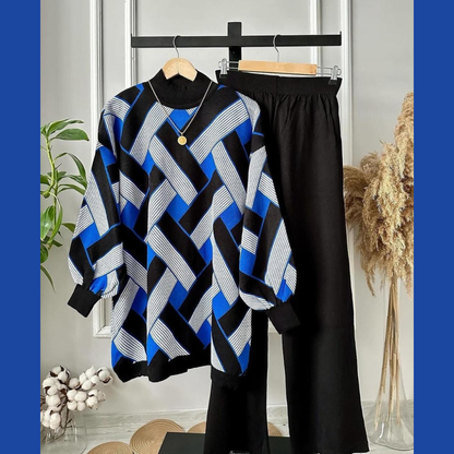 Geometric Premium Quality Winter 2-Pcs Co-Ord Set. CWTS-41