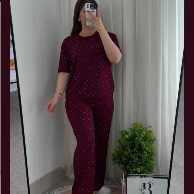 Glitter Print Women 2 Piece Summer Dryfit Tracksuit For Her