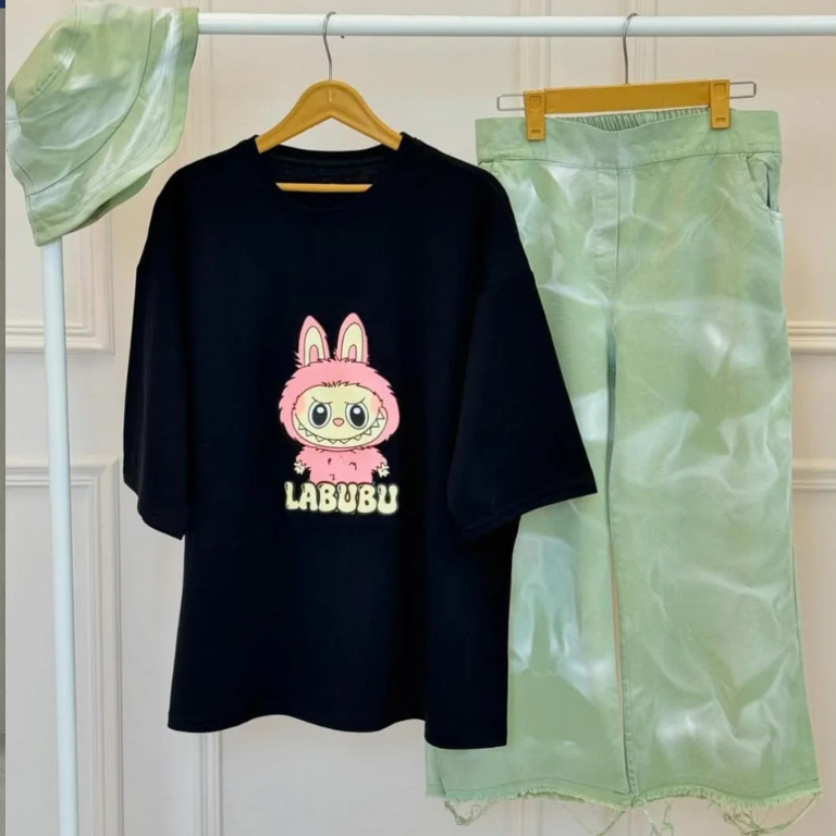 Labubu Design Western 2-Pcs Summer Tracksuit For Her CWTS-05