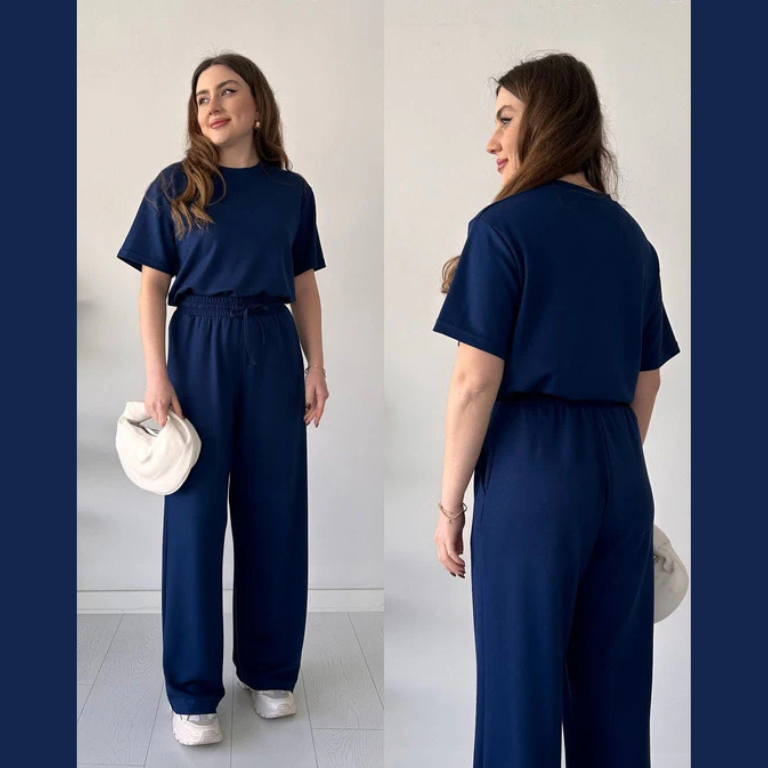 Round Neck Style Short Sleeve 2-Pcs Summer Tracksuit For Her CWTS-02