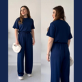 Round Neck Style Short Sleeve 2-Pcs Summer Tracksuit For Her CWTS-02
