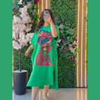 Summer Drop Shoulder Printed Long Top