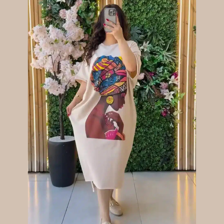 Summer Drop Shoulder Printed Long Top