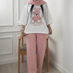 Teddy Bear Western Style 2-Pcs Summer Tracksuit For Her MWTS-31