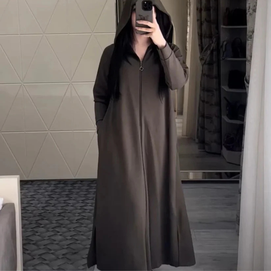 Premium Quality Long Zipper Hoodie Top Style Abaya. CWTS-24