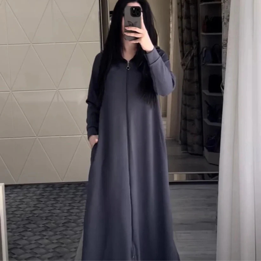 Premium Quality Long Zipper Hoodie Top Style Abaya. CWTS-24