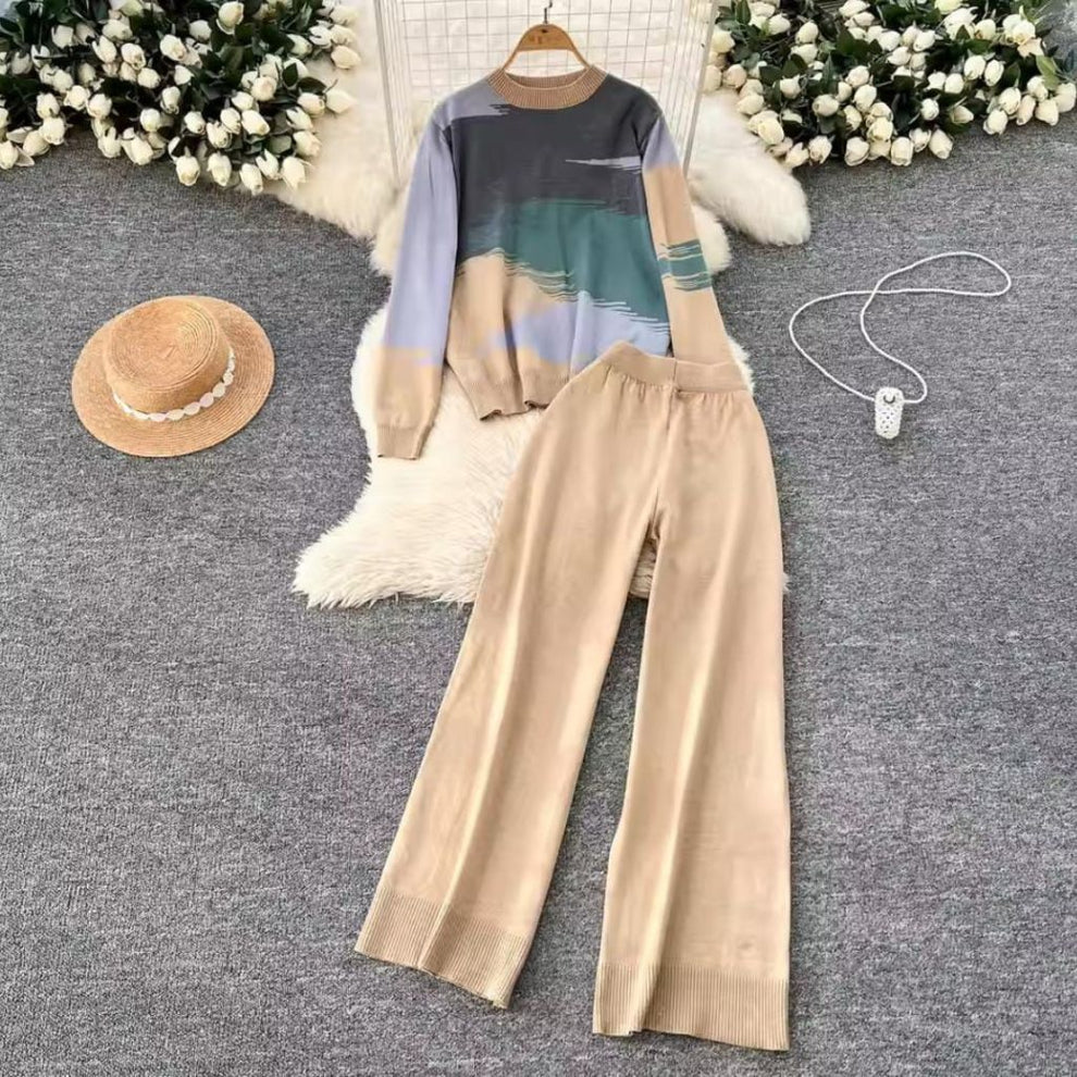 Trendy Sky Print Casual Winter Tracksuit