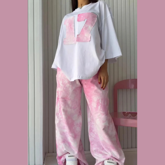 Tie-Dye Style Western 2-Pcs Summer Tracksuit For Her CWTS-01