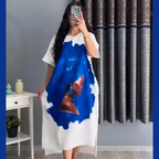 Summer Drop Shoulder Printed Long Top. C-02