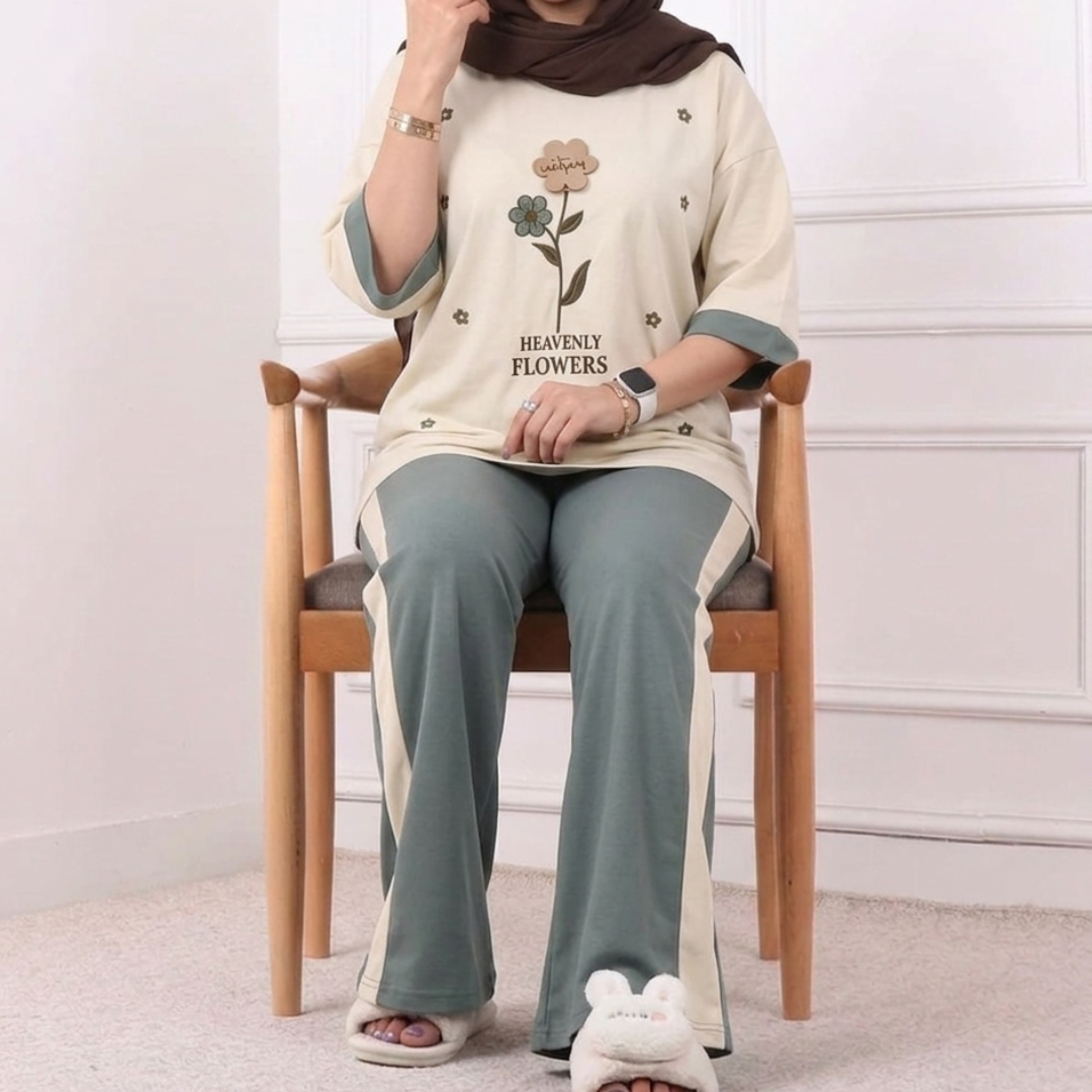 Flower Style Western 2-Pcs Summer Tracksuit For Her MWTS-35