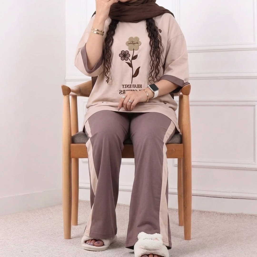 Flower Style Western 2-Pcs Summer Tracksuit For Her MWTS-35