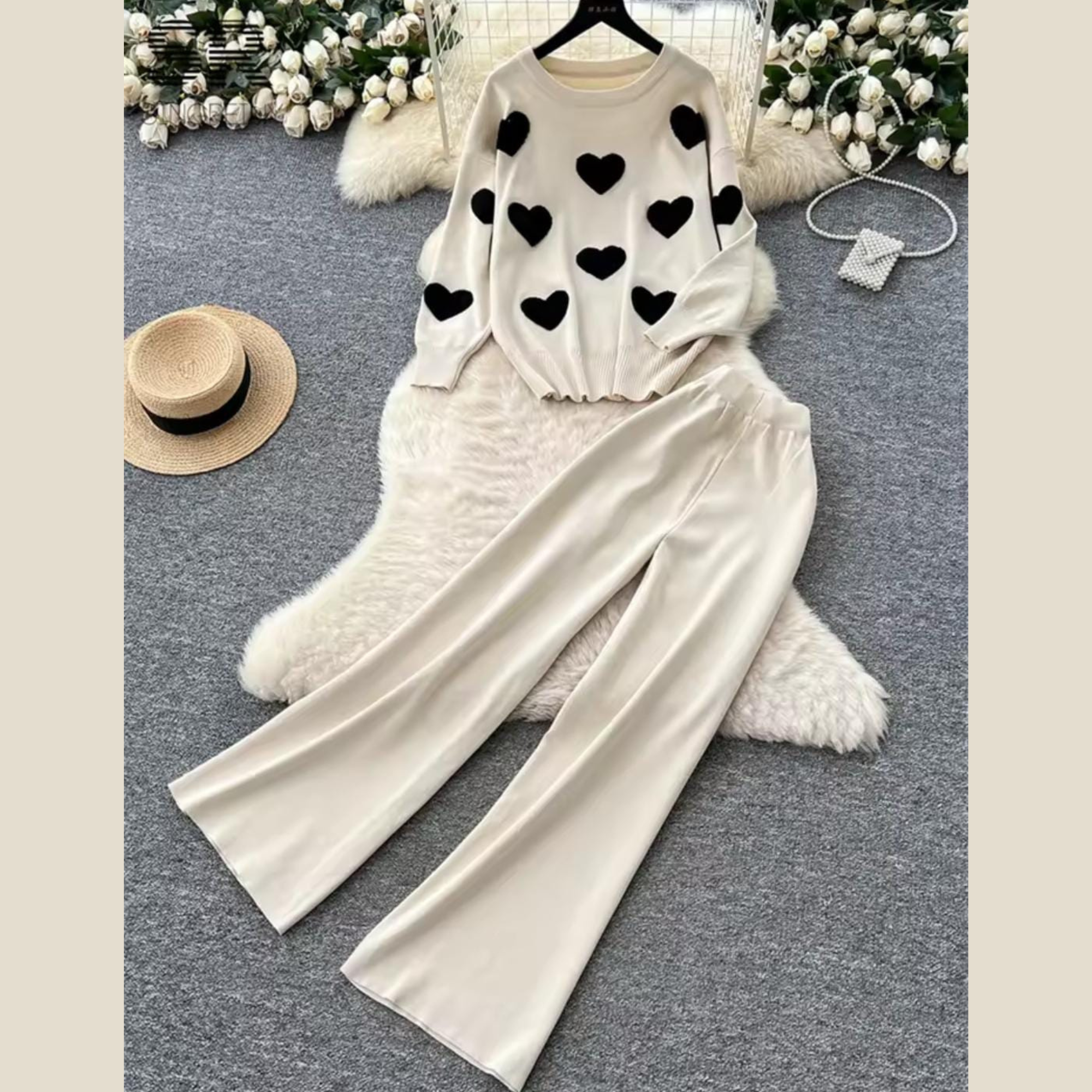 Heart Printed Premium Quality Winter 2-Pcs Co-Ord Set. CWTS-22