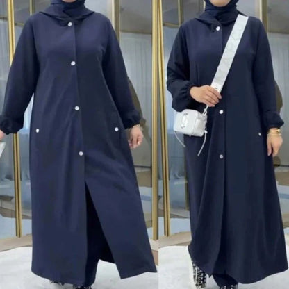 Long Button Hoodie Style 2-Pcs Winter Co-Ord Set. WWTS-18