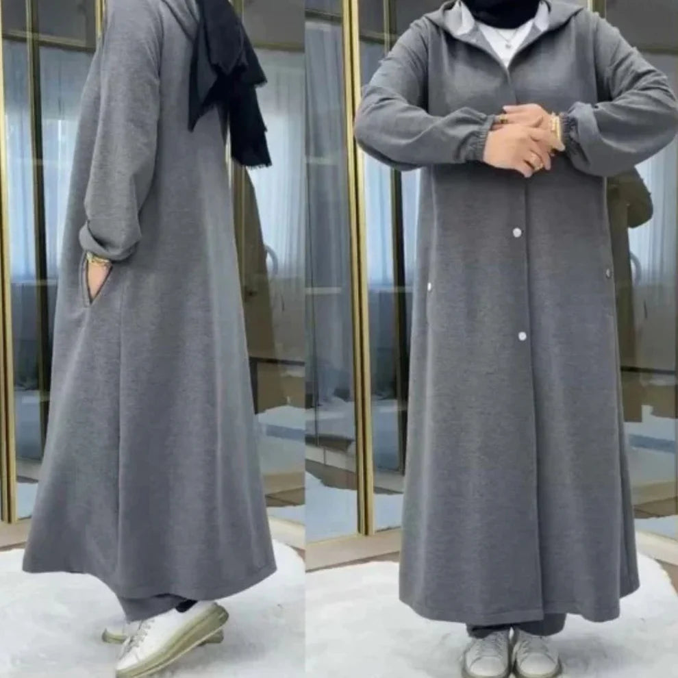 Long Button Hoodie Style 2-Pcs Winter Co-Ord Set. WWTS-18