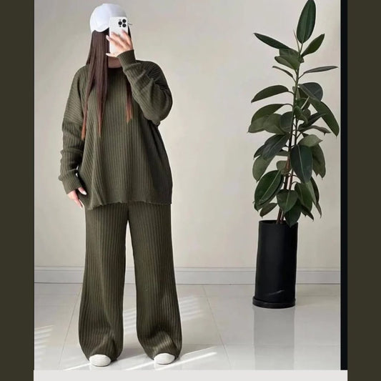 Rib Premium Quality Winter 2-Pcs Tracksuit. CWTS-36