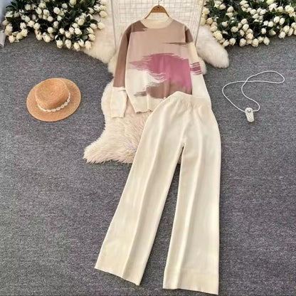 Trendy Sky Print Casual Winter Tracksuit