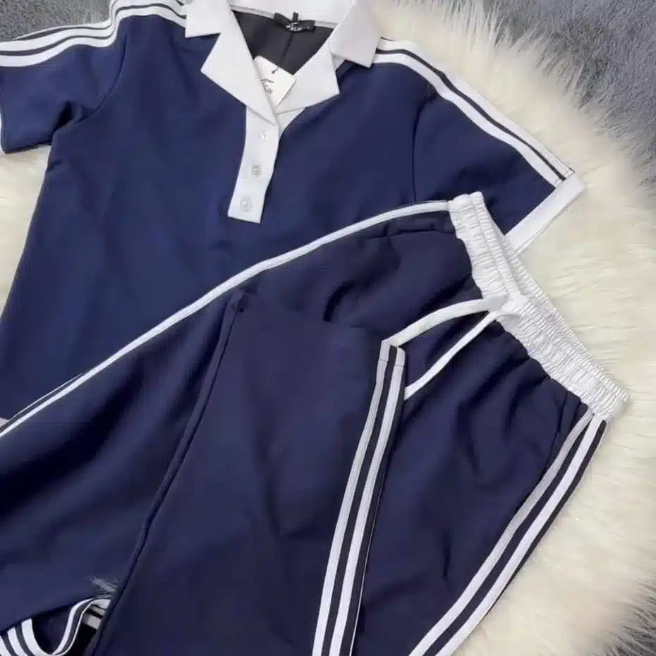 Contrast Collar Style Western 2-Pcs Summer Dry-Fit Tracksuit For Her. WSTS-01