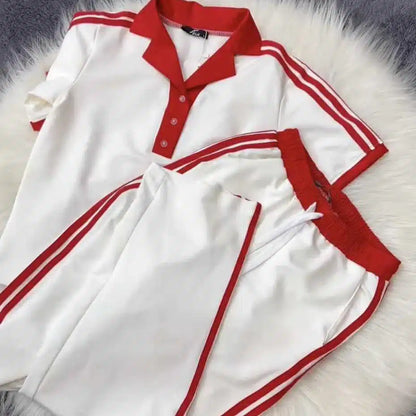 Contrast Collar Style Western 2-Pcs Summer Dry-Fit Tracksuit For Her. WSTS-01