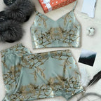 Leaf Print Autumn Two Piece Set Top and Long Pants