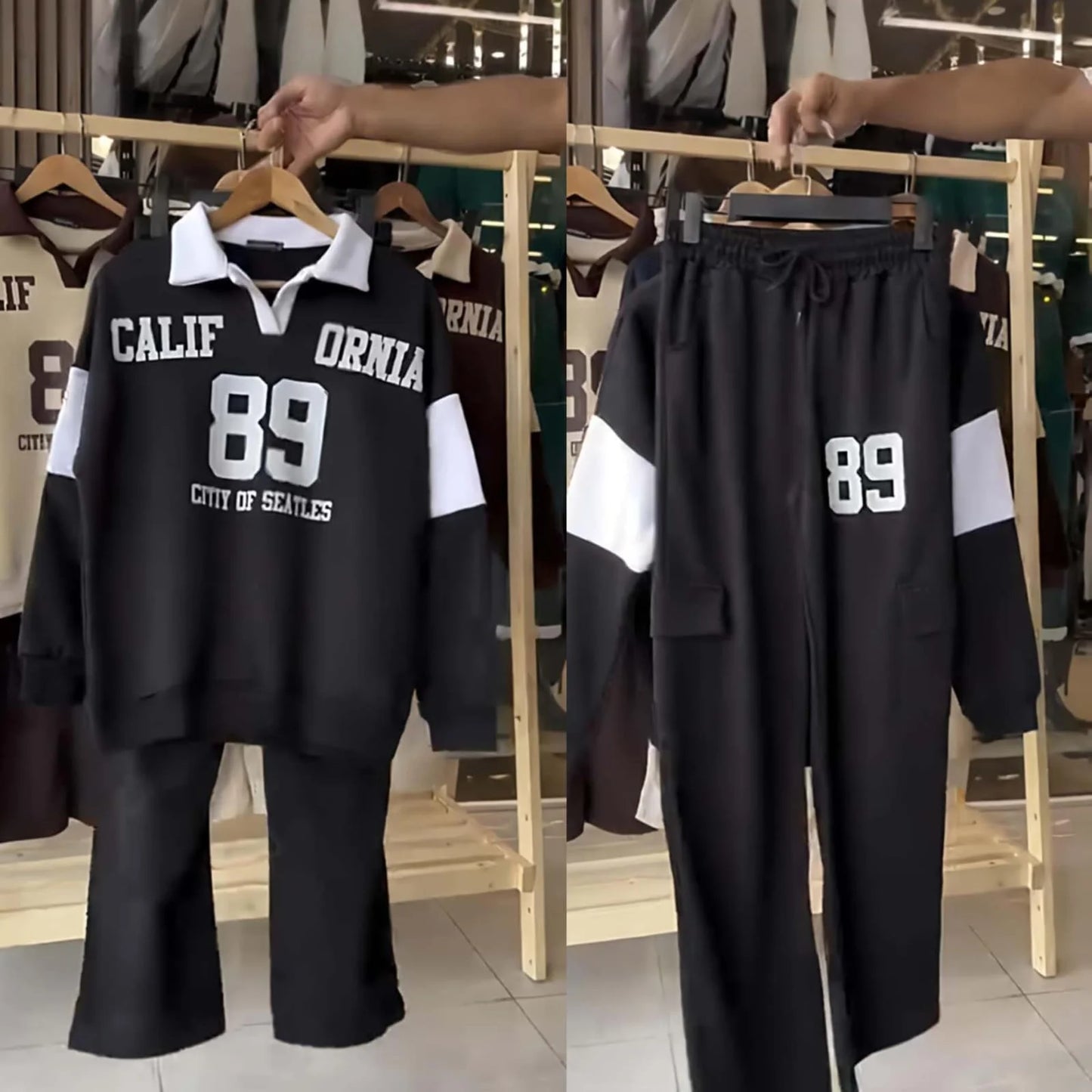 Cali-89 Collar Cargo Style 2-Pcs Winter Tracksuit For Her. WWTS-45