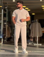 Men’s White Collar Premium Polo Co-Ord Set MMSS-11
