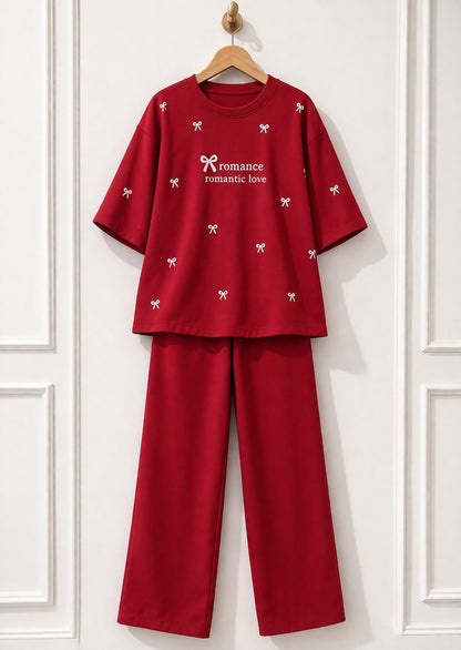 Bow Style Western 2-Pcs Summer Tracksuit For Her MWTS-37