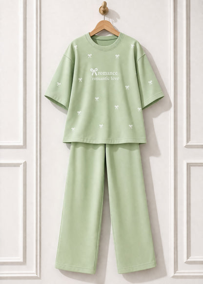 Bow Style Western 2-Pcs Summer Tracksuit For Her MWTS-37