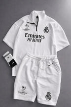 MENS  FOOTBALL INSPIRED SET – SLIM FIT HALF ZIP & SHORTS  MMSS-16