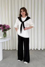 Noir Ribbon Lounge Wear Set Her MWTS-37