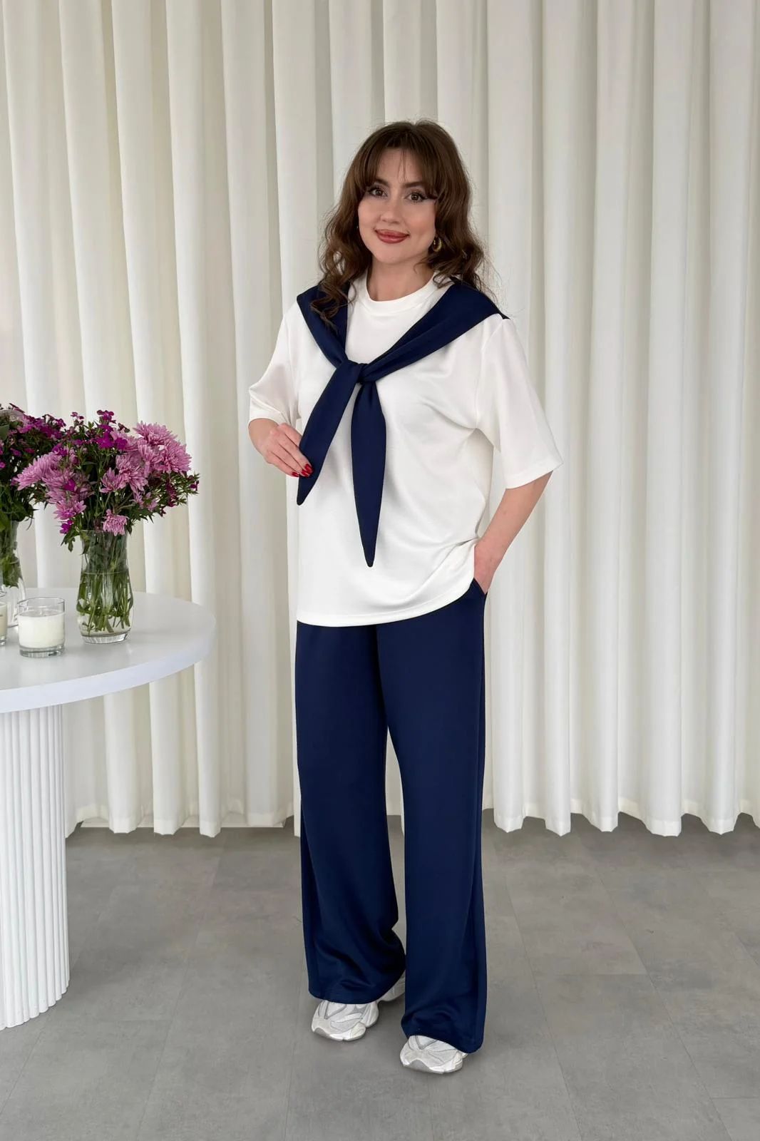 Noir Ribbon Lounge Wear Set Her MWTS-37