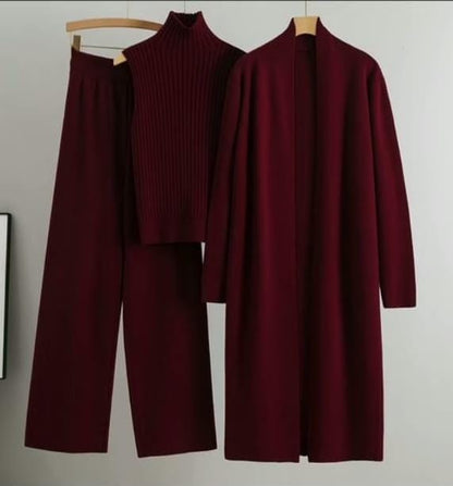 Long Gown Style 3-Pcs Winter Co-Ord Suit. WWTS-13