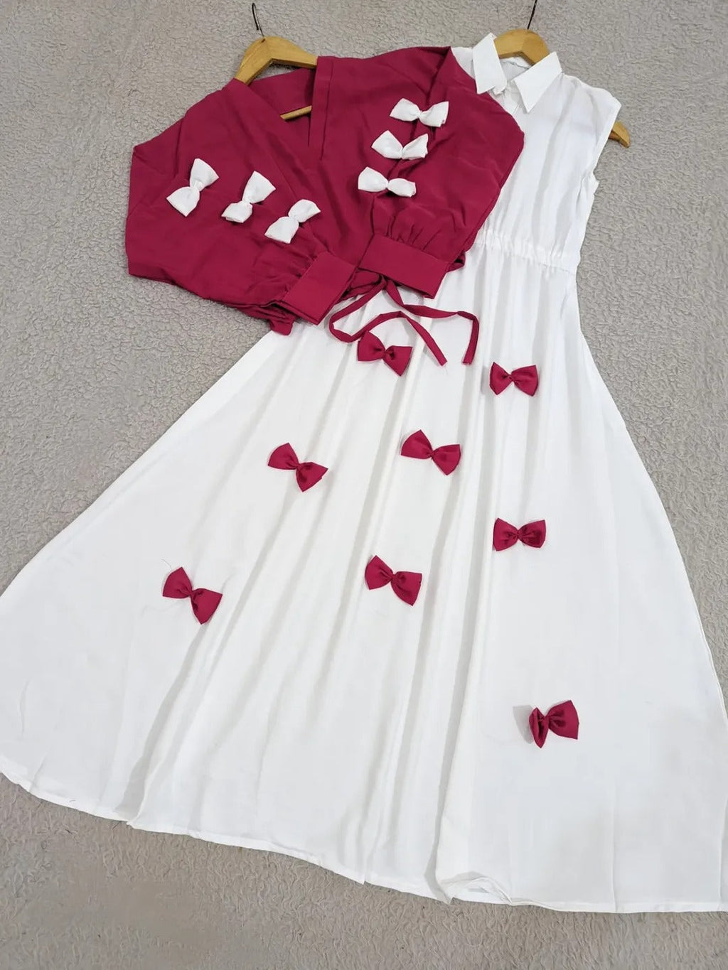 Classic Wine Bow Embellished Maxi 2-Piece
