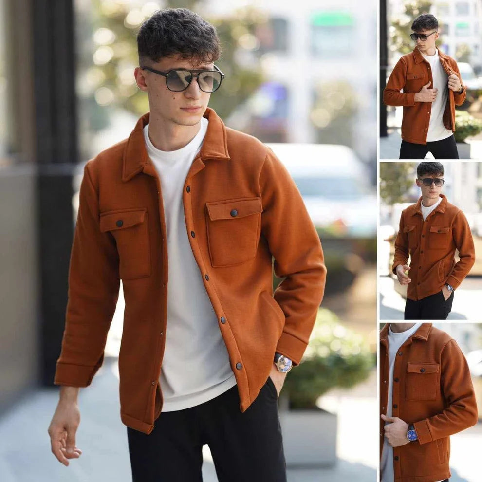 Zayra 4-Pocket Collar Style Casual Fleece Winter Button Jacket. MWJ-401