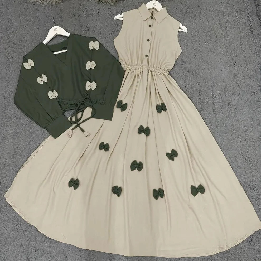 Zayra Classic Wine Bow Embellished Maxi 2-Piece Regular price